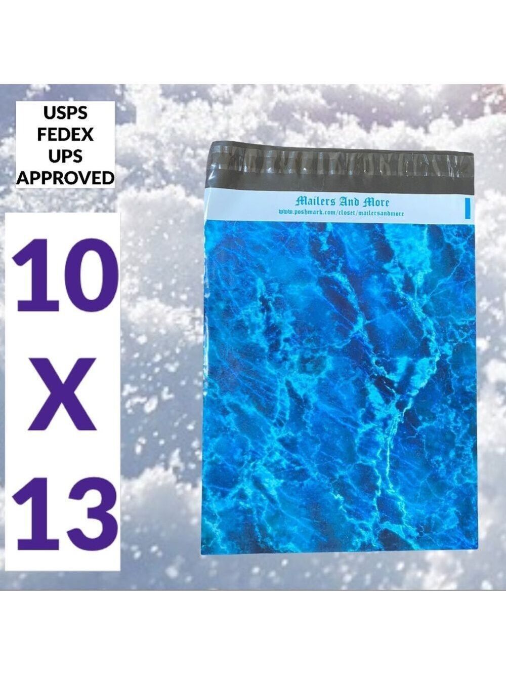25 10X13 Poly Mailers Ice Water Marble Blue, Shipping Envelopes PRICE IS FIRM - Picture 8 of 8